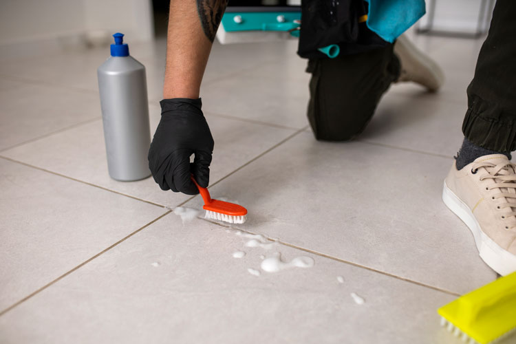 Cleaning grout lines