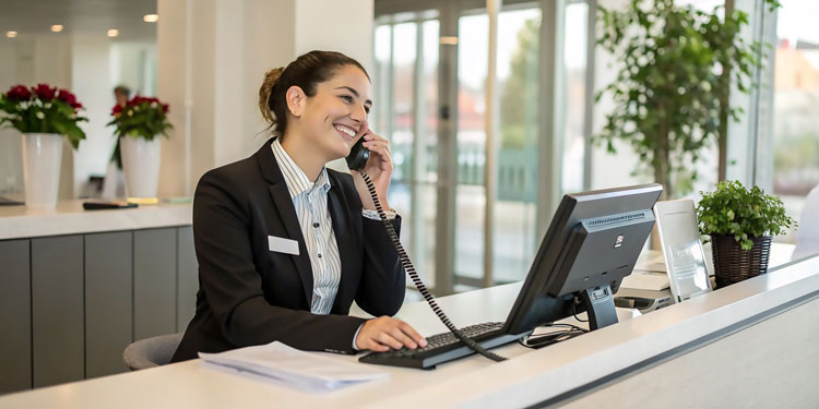 A smiling receptionist