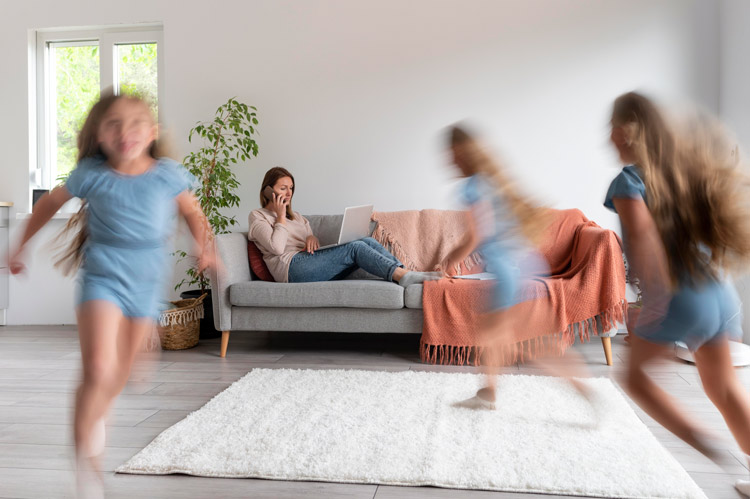 Kids running around living room